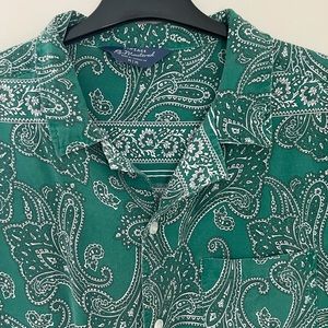 Green bandana button down shirt